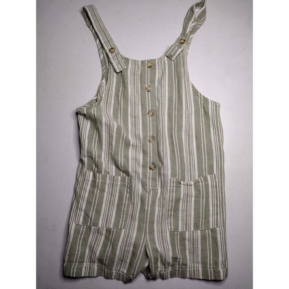 Tilly's Other - White fawn girls green‎ pinstripe romper size medium